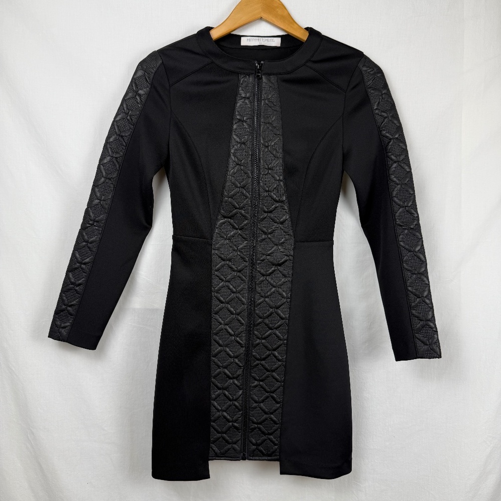 Revolve Minty Meets Munt Black Mini Dress Body Con Full Front Zip Size XS